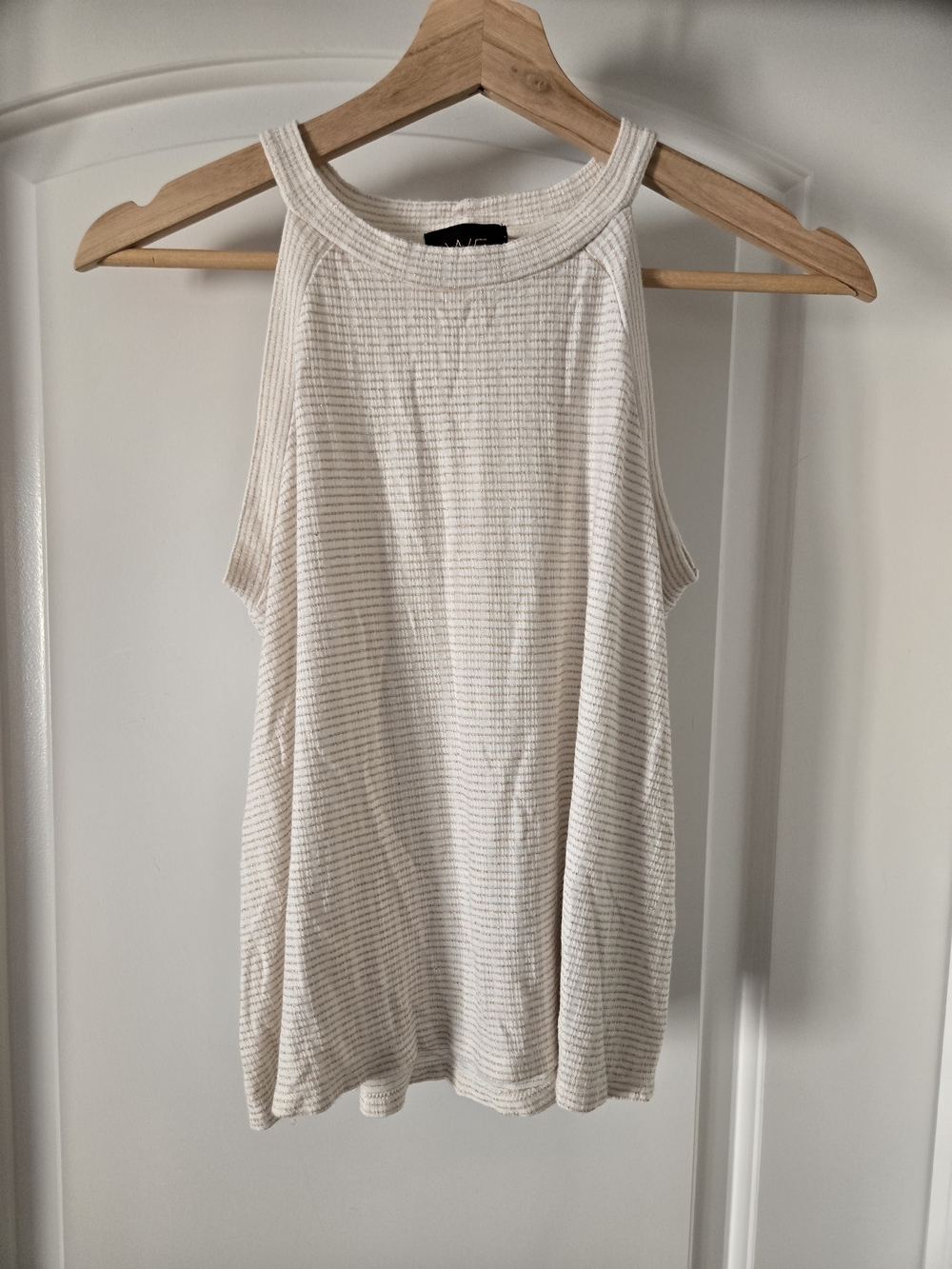 W5 Cream Ribbed Halter Tank Top